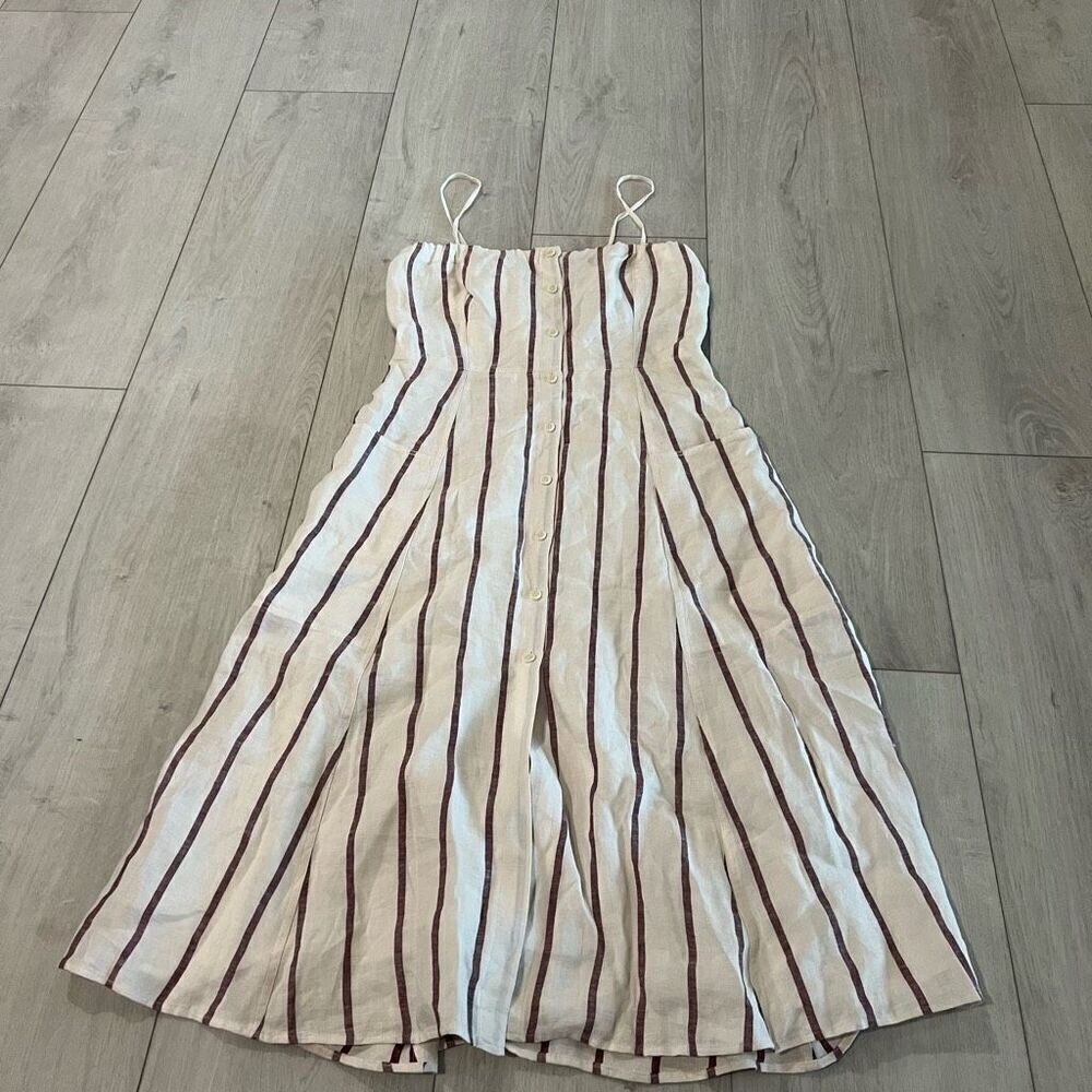 Theory Kayleigh White/Red Raspberry Wide Stripe Linen Rev H0103622 Size 6
